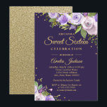 Invitation de Sweet sixteen Floral Purple Or<br><div class="desc">Plus joli Sweet sixteen floral Invitations dans le Little Bayleigh Store!</div>