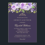 Invitation de Sweet sixteen Floral Rose de lavande<br><div class="desc">Invitations florales plus élégantes dans le Little Bayleigh Store!</div>