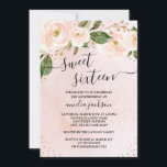 Invitation de Sweet sixteen Floral Rose rose<br><div class="desc">Plus Moderne Sweet sixteen floral Invitations dans le Little Bayleigh Store!</div>