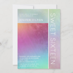 Invitation de sweet sixteen holographique simple e