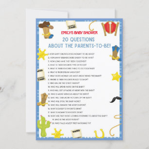 Invitation de taille de jeu de Baby shower Cowboy