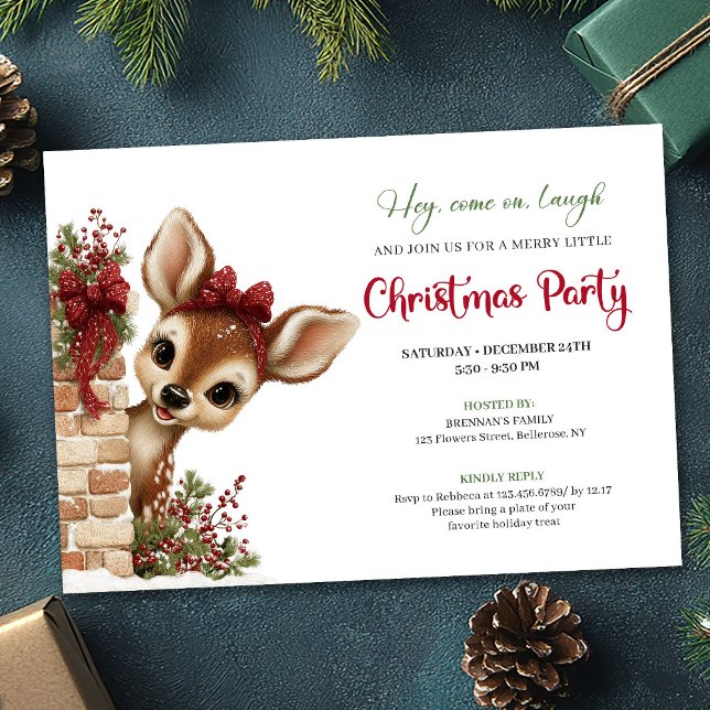 Invitation de téléchargement instantané de renne c (Joyful peeking reindeer instant download invite)