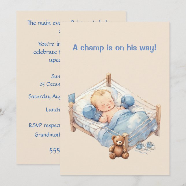 Invitation de téléchargement numérique pour bébé c (Devant / Derrière)