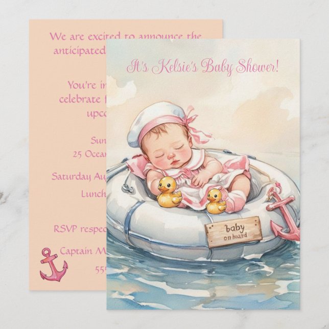Invitation de téléchargement numérique pour bébé f (Devant / Derrière)