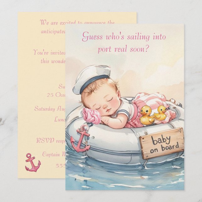 Invitation de téléchargement numérique pour bébé m (Devant / Derrière)