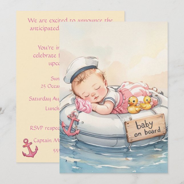 Invitation de téléchargement numérique pour bébé m (Devant / Derrière)