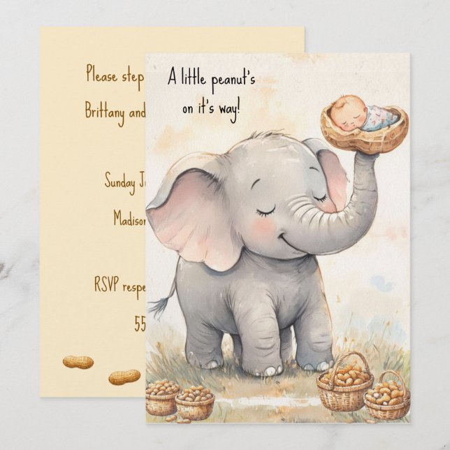 Invitation de téléchargement numérique pour bébé u (Devant / Derrière)