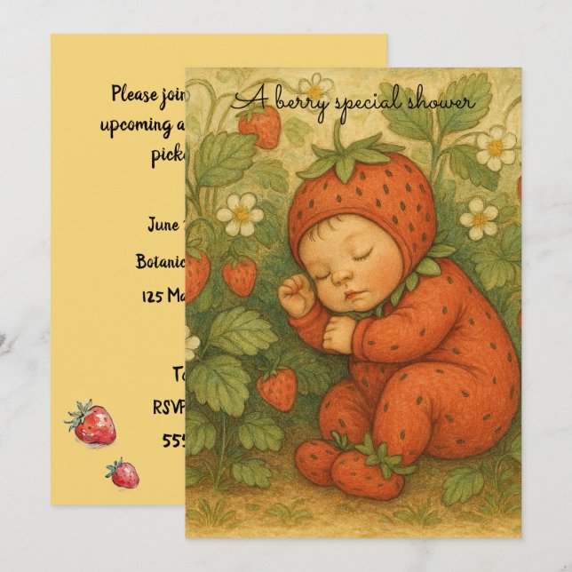 Invitation de téléchargement numérique Strawberry  (Devant / Derrière)