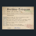 Invitation de télégramme d'anniversaire<br><div class="desc">Cet invitation Telegram d'anniversaire est une excellente idée pour une fête maison à l'ancienne et un succès garanti avec vos amis! Si vous songez à lancer une soirée à thème vintage, cet invitation est un excellent moyen d’invitation à tous vos proches! Vous pouvez toujours demander à tous vos amis de...</div>
