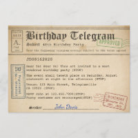 Invitation de télégramme d'anniversaire
