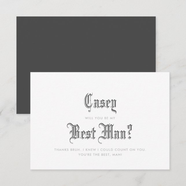 Invitation de témoin de mariage en écriture gothiq (Devant / Derrière)