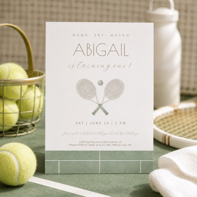 Invitation de tennis Sage Green Game Set Match (Créateur téléchargé)