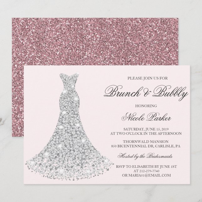 INVITATION DE TENUE DE SOIRÉE -  Brunch & Bubbly (Devant / Derrière)