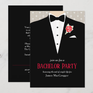 Invitation de tenue de soirée de garçon de bachelo