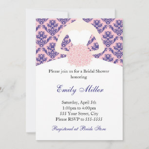 Invitation de tenue Fête de l'mariée Damask Navy B