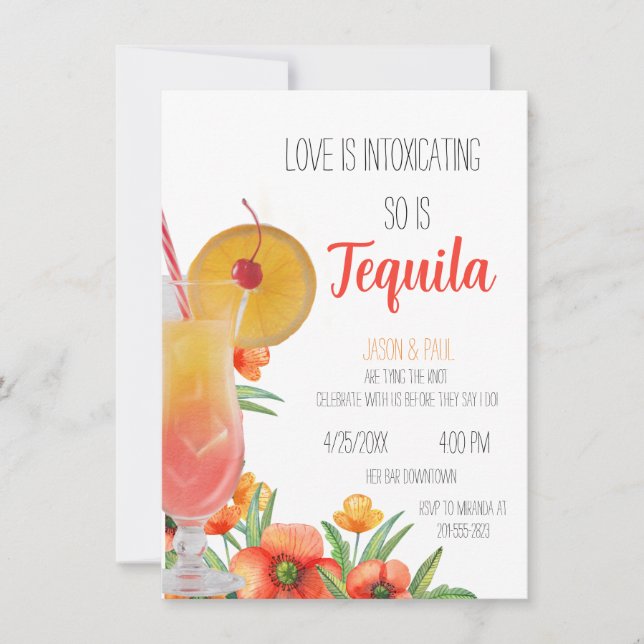 Invitation de Tequila Sunrise BachelorX Party (Devant)