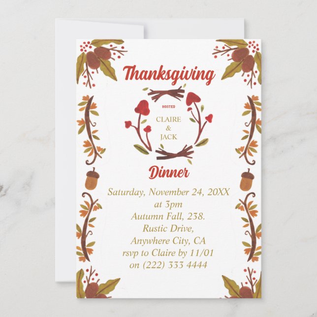 Invitation de Thanksgiving (Devant)