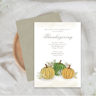 Invitation de Thanksgiving à l'aquarelle Gourdes P