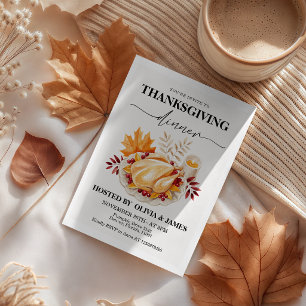 Invitation de Thanksgiving Bougie Dinde Aquarelle