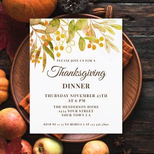 Invitation de Thanksgiving Budget Watercolor