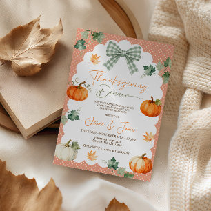 Invitation de Thanksgiving Citrouille à pois avec 