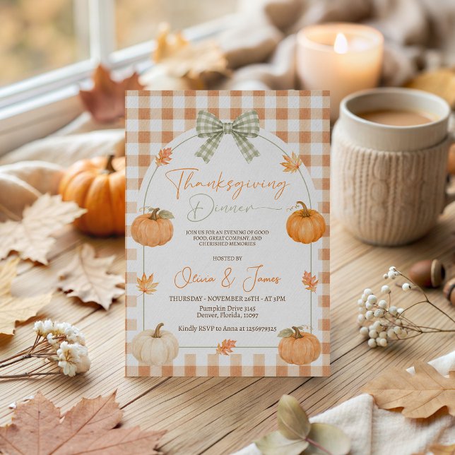Invitation de Thanksgiving Citrouille à Ruban Ging (Créateur téléchargé)