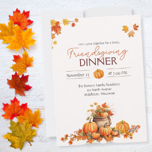 Invitation de Thanksgiving Cottagecore Boho Feuill