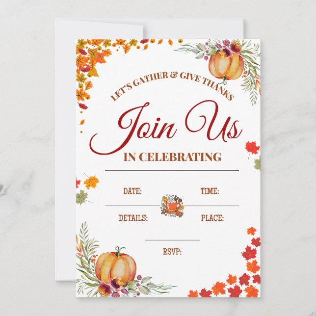 Invitation de Thanksgiving d'automne avec des citr (Devant)