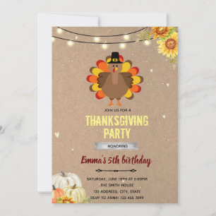 Invitation de Thanksgiving d'automne de dinde