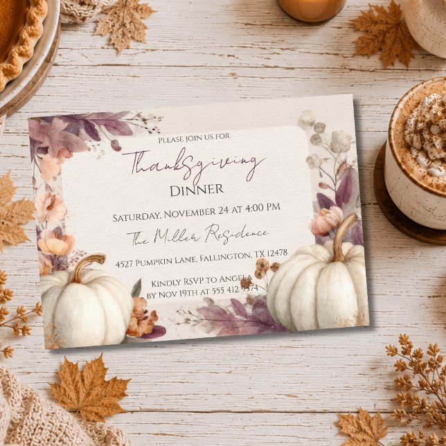 Invitation de Thanksgiving d'automne élégante et p (Créateur téléchargé)