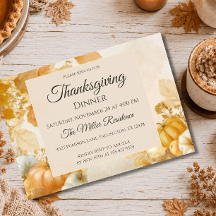 Invitation de Thanksgiving d'automne élégante et p