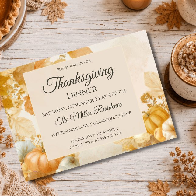 Invitation de Thanksgiving d'automne élégante et p (Créateur téléchargé)