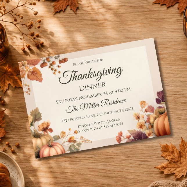 Invitation de Thanksgiving d'automne élégante et p (Créateur téléchargé)