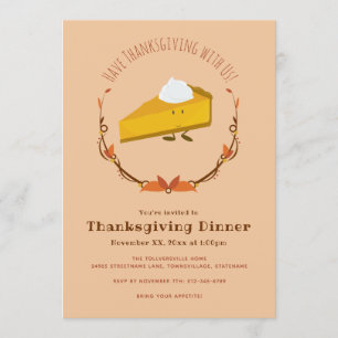 Invitation de thanksgiving de caractère de tarte