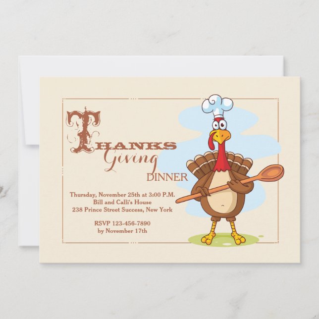 Invitation de thanksgiving de chef de la Turquie (Devant)