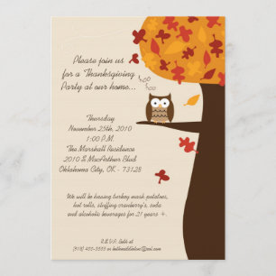 invitation de thanksgiving de récolte de hibou de