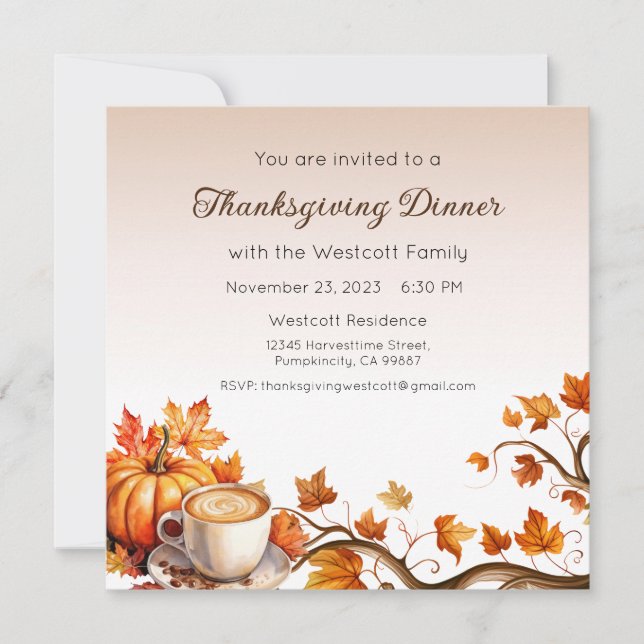 Invitation de Thanksgiving, Dîner de Thanksgiving (Devant)