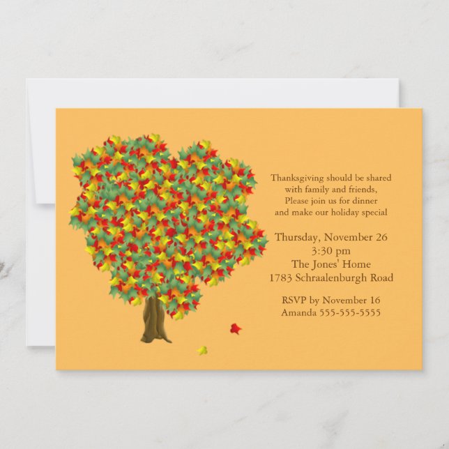 Invitation de Thanksgiving Fall Tree (Devant)