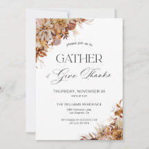 Invitation de Thanksgiving Florale d'Automne Rusti