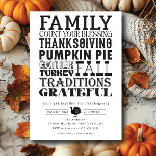 Invitation de Thanksgiving minimaliste moderne