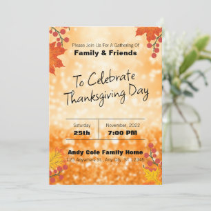Invitation de Thanksgiving modifiable Fleur Élégan