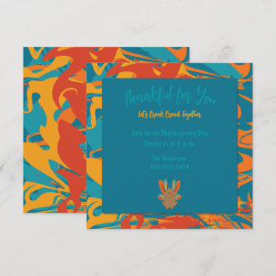 Invitation de Thanksgiving Orange & Sarcelle