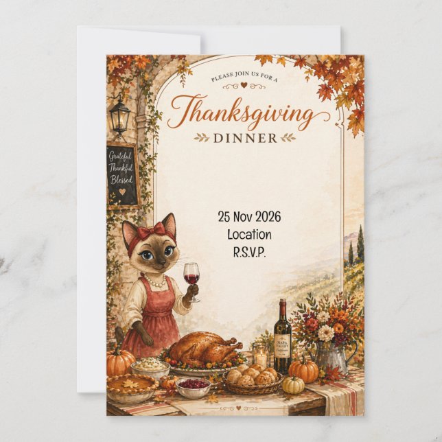 Invitation de Thanksgiving pour les amoureux des c (Devant)