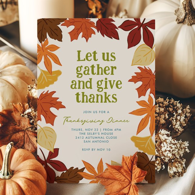 Invitation de Thanksgiving pour les feuilles qui t (Falling Leaves Thanksgiving Holiday Invitation Card)