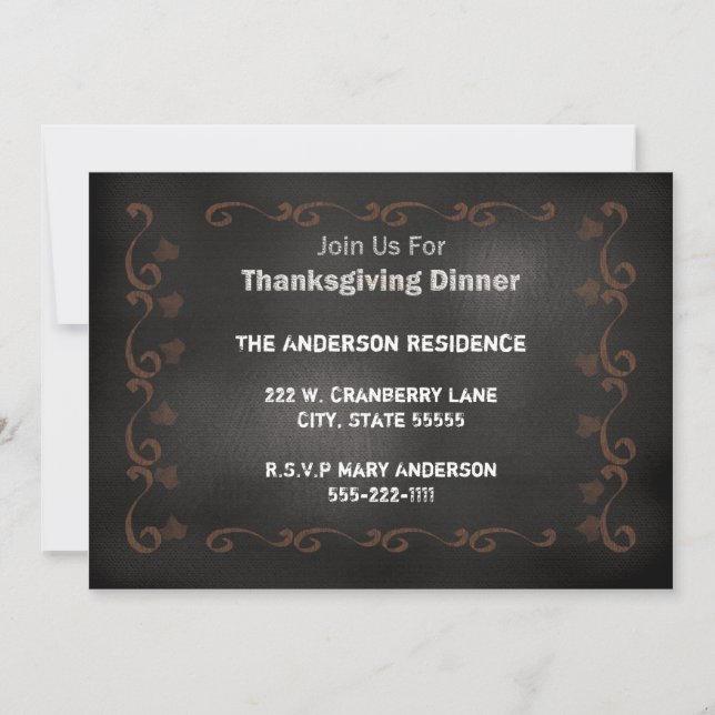 Invitation de Thanksgiving sur tableau noir (Devant)