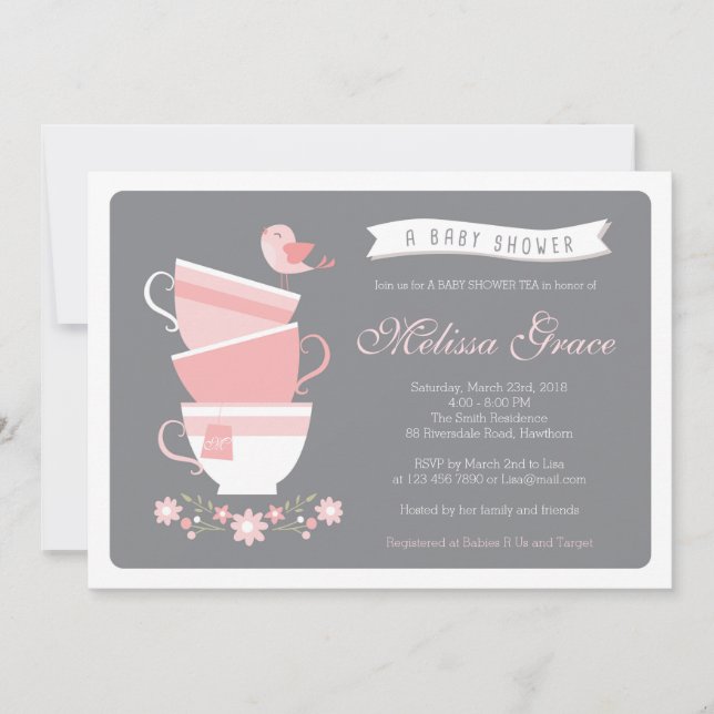 invitation de thé de baby shower/baby shower de (Devant)