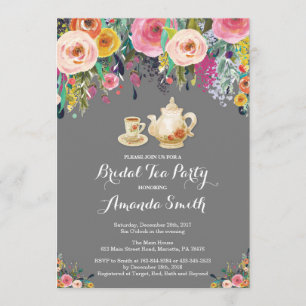 Invitation de thé de Fête de la mariée florale