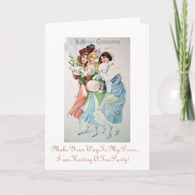 Invitation de thé de Noël de vacances (Devant)