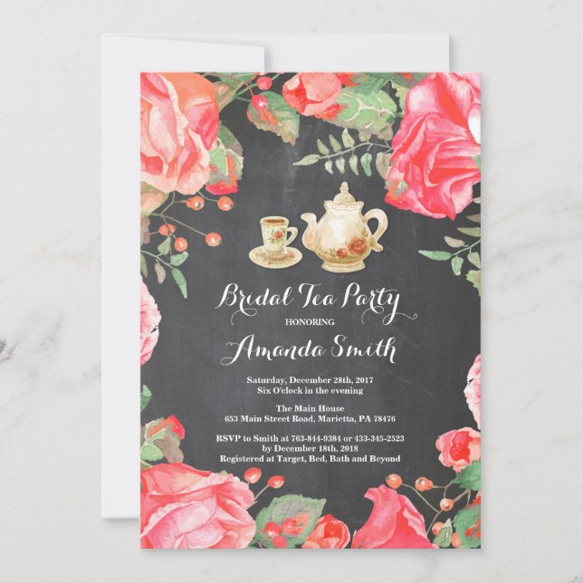 Invitation de thé pour la douche de mariée Floral (Devant)