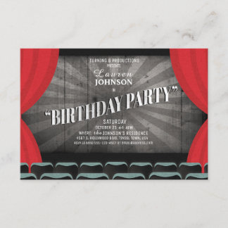 Invitation de théâtre de fête d'anniversaire de